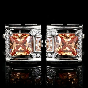 Men Cufflinks 1 Pair of Shirt Suit Cuff Links Jewelry Rhinestone Classic A1 - Picture 1 of 8