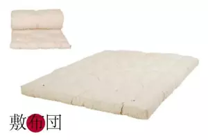 Original Japón Futón 140x200 Natural De 100% Algodón Enrollable - Imagen 1 de 2