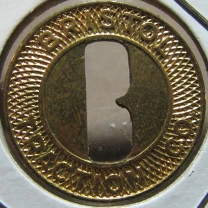 1950 Bristol Traction Co. Bristol, CT Transit Bus Token - Connecticut Conn. - Imagen 1 de 2