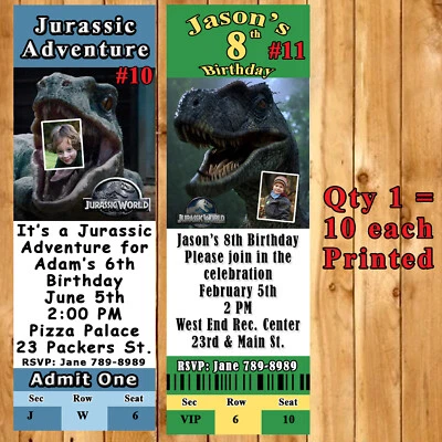 Jurassic Park Dinosaur Invitations 10 ea with Env or Thank You 10ea Personalized - Image 1 of 3