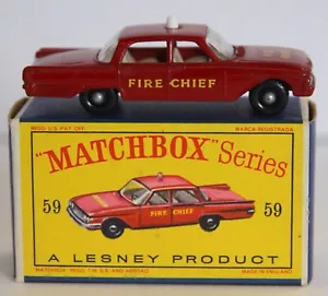 Matchbox No 59b FORD FAIRLANE FIRE CHIEF's car MINT Lesney Vintage diecast - Picture 1 of 8