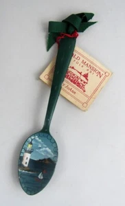 JoAnn Kremer 1989 altes Herrenhaus Volkskunst handbemalt Metall Leuchtturm Löffel - Bild 1 von 5