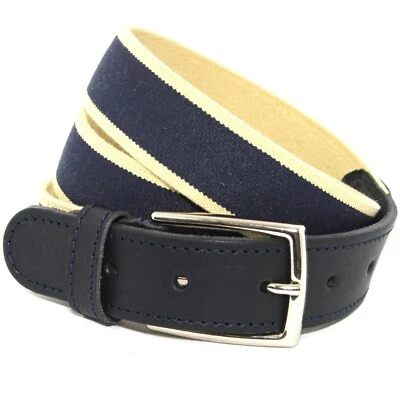 Cintura Elastica e Pelle da Uomo Blu Donna Cuoio Artigianale Made in Italy 3 cm - Immagine 1 di 4