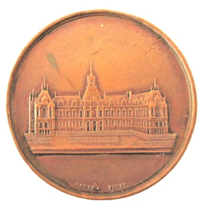 FRANCE- 1861- BUILDING  FRONT VIEW - COPPER INSURANCE JETON - Picture 1 of 2