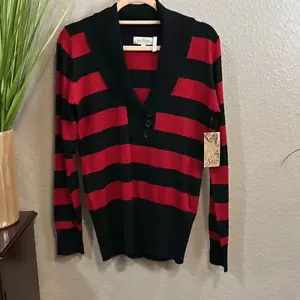 RB22 Ci Sono red/black long sleeve pullover sweater size medium - Picture 1 of 9