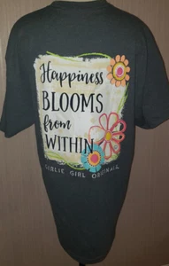 Women's Girlie Girl Happiness Blooms From Within Short Sleeve T-Shirt Top XL - Picture 1 of 4