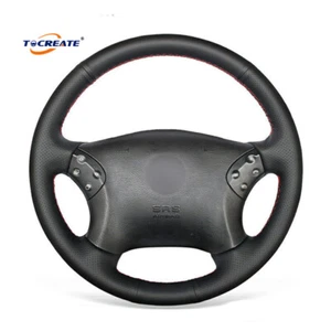 Hágalo usted mismo Cubierta de volante negra cuero PU para Benz Clase C W203 C32 AMG #BTXA - Imagen 1 de 10