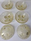 Vintage Lot of 6 Yellow Glass BUBBLE Crystal Small Berry Footed Bowl 4 inch Wide