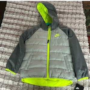 Nike kids jacket size 7 Gray / neon green - Picture 1 of 6