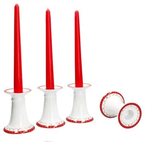 4x Kerzenhalter Weihnachtstraum Höhe 10,7cm Stabkerzen-ständer Weihnachten rot - Bild 1 von 5