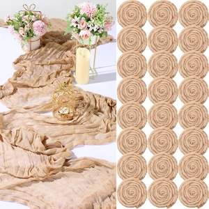 24 Pcs Spring Easter Champagne Cheesecloth Table Runner Bulk Boho Rustic Gauze C - Picture 1 of 7