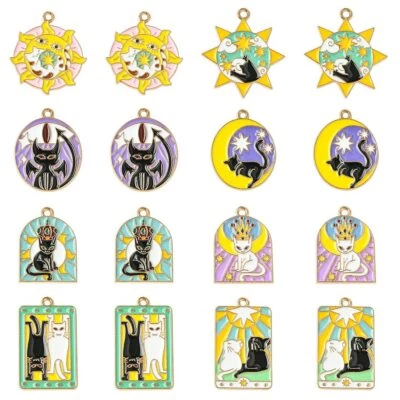 40Pcs Colgantes de Esmalte de Aleación de Zinc Encantos de Gato en Blanco y Negro para Joyería DIY Foto 1 de 4