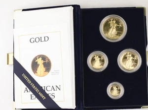 1988 W 1.85 Oz Gold American Eagle 4 Coin Proof Set with OGP (BOX & COA) - Picture 1 of 5