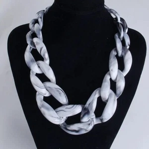 Statement *** Damen Collier Kette Gliederkette Modeschmuck Melange marmoriert - Bild 1 von 15
