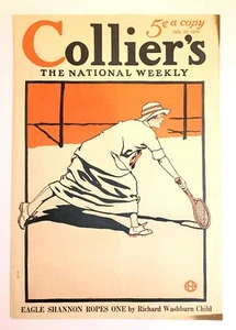 EDWARD PENFIELD - COLLIERS COVER - WOMAN TENNIS PLAYER - JULY 29 1916 - Picture 1 of 1