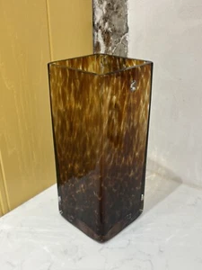 Vintage Mid Century Tortoise Shell Bowl Glass Brown Vase Leopard - Picture 1 of 7