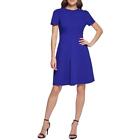 DKNY Womens Button Shoulder Short Sleeves Fit & Flare Dress Petites BHFO 5696