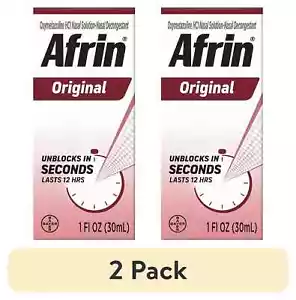 2 Pack - Afrin Original Nasal Spray 0.5 oz New! (Exp 3 / 2026) - Picture 1 of 2
