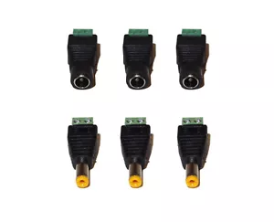 3 Male 3 Female Cat5/6 Cable DC Jack Connector with Screw Terminal 5.5mm x 2.1mm - Picture 1 of 9