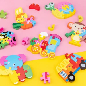 Wooden Jigsaw Puzzle For Toddler Kids Montessori Early Educational Toy 3D - Picture 1 of 42