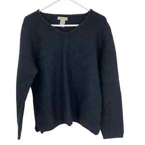 Women’s Orvis Size Large Black Cotton Acrylic V-Neck Sweater