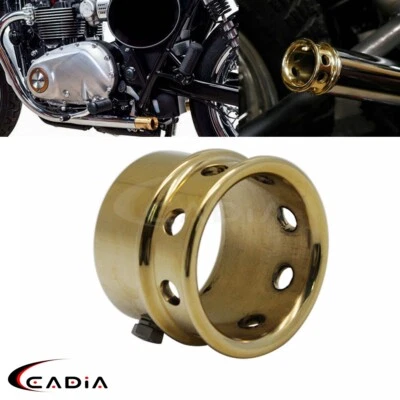 Motorcycle Brass 1-3/4" Drilled Exhaust Tip For Harley Bobber Chopper Cruiser - Image 1 of 4