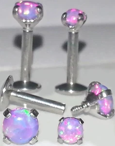 16g 2.6 or 3.6mm~ MYSTIC PURPLE OPAL Tragus Cartilage Helix Labret Lip Ear Stud - Picture 1 of 10
