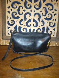 Vintage Coach #9455 Costa Rica schwarzes Leder ""Basic Bag"" Reißverschluss Clutch Umhängetasche - Bild 1 von 6