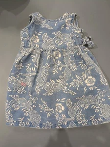 Vintage Ralph Lauren Linen Denim Floral Baby Dress 6-12 Month Lightweight Summer - Picture 1 of 5