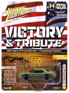 2014 Dodge Challenger Green Johnny Lightning Metal of Valor 1:64 Scale - Picture 1 of 1