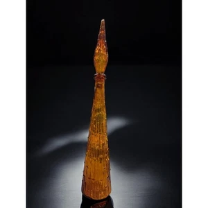 AMBER GLASS WAX DRIP GENIE BOTTLE - Picture 1 of 10