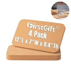 Rectangle Cork Trivets Set - 4 Pack 12"X7"X0.4"Thick Heat-Resistant Hot Pads - Picture 1 of 8