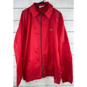 Vintage IZOD Lacoste Red Nylon Jacket Windbreaker Mens XL Full Zip - Picture 1 of 8