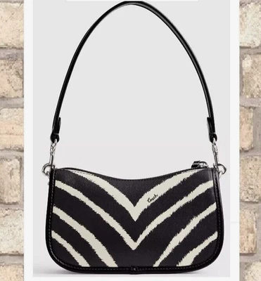 NWT Coach Swinger 20 Clutch Shoulder Bag CM514 In Zebra Print Leather Silver - Image 1 of 4