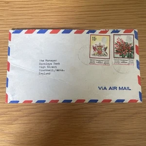 Trinidad & Tobago Correo Aéreo Registrado 2 Sellos 15c 30c Banco Barclays Años 70 - Imagen 1 de 3