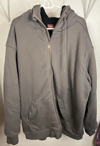 Wrangler Workwear Full Zip Gray Sherpa Lined Hoodie Jacket Size 3XL - Picture 1 of 7