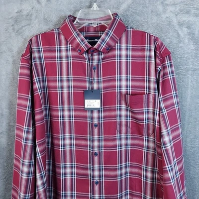 NWT Mizzen + Main City Flannel Men's XL Red Plaid Trim Stretch Shirt $148.00 - Image 1 of 4