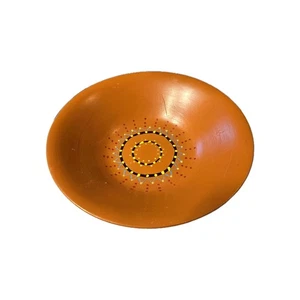 Vintage handbemalte Holz Sockel Schale 9" Mid Century Volkskunst Terrakotta... - Bild 1 von 9