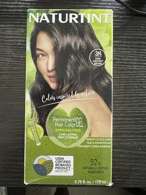 Gel de color de cabello permanente Naturtint - marrón castaño oscuro (3N), sin amoníaco Foto 1 de 2