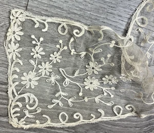 antikes viktorianisches Tambour Netz Kleid Schal Spitze Wickel Vintage ecru Hochzeit - Bild 1 von 13