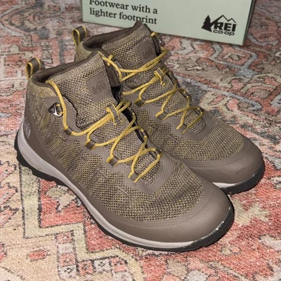 REI Hiking Boots Womens 9.5 Flash Bark Moss Olive Gray TerraGrip Hydrowall Co-Op - Image 1 of 4