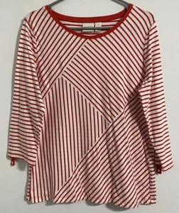 Zenergy Chico's Shirt Women's 1 Or M 8 10 Red White Striped Nautical Beach Coast - Picture 1 of 6