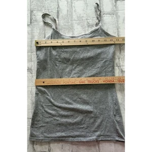 Y2K weiches graues Spaghettiträger Cami Top verstellbar Regal BH Baumwolle kokett Gr. M - Bild 1 von 5