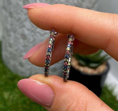 蓝宝石天然宝石耳环,纯银 925 — 第 1/4 张图片