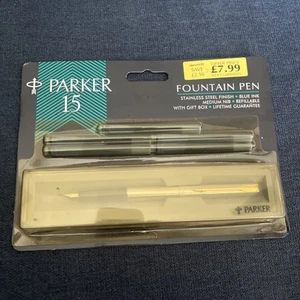 New Vintage UK Parker 15 Fountain Pen Unopened w 5 cartridges - Picture 1 of 2