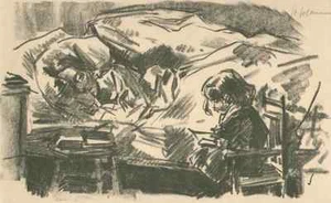 KRANKE MUTTER Handsignierte Orig.Litho.v.Hans SOLTMANN DOZENT d.LEIPZIGer AKAD. - Picture 1 of 1