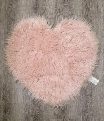 Pink Faux Fur Fluffy Heart Rug - Image 1 of 4