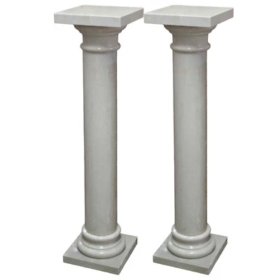 Par de Columnas de Mármol Botticino Diseño Italiano Decoración del Hogar Diseño H 100Cm Foto 1 de 2
