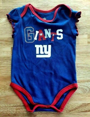 New York Giants Infant Bodysuit Size 6-9 Months Baby Toddler Blue Sparkle Logo Cover