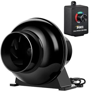 4 Inch 195 CFM Inline Duct Fan with Variable Speed Controller for Grow Tent - Picture 1 of 12